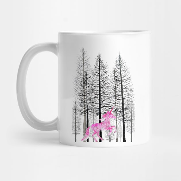 pink unicorn in forest by colorandcolor